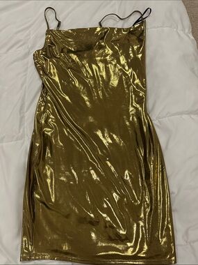 Forever 21 Metallic Gold Mini Slip Dress